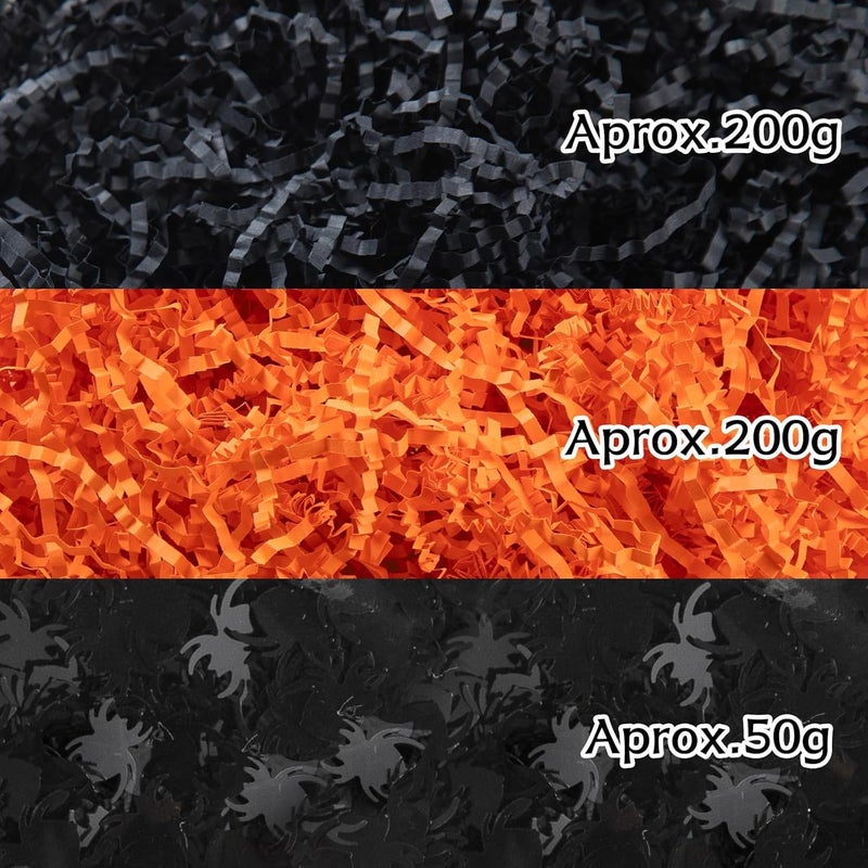 Jocomoni 1LB Halloween Crinkle Cut Paper Shred, Black Orange Crinkle Cut Paper with Spider Confetti Halloween Shredded Paper Filler for Gift Wrapping Craft DIY Packaging Filling Party Supply - Image 2